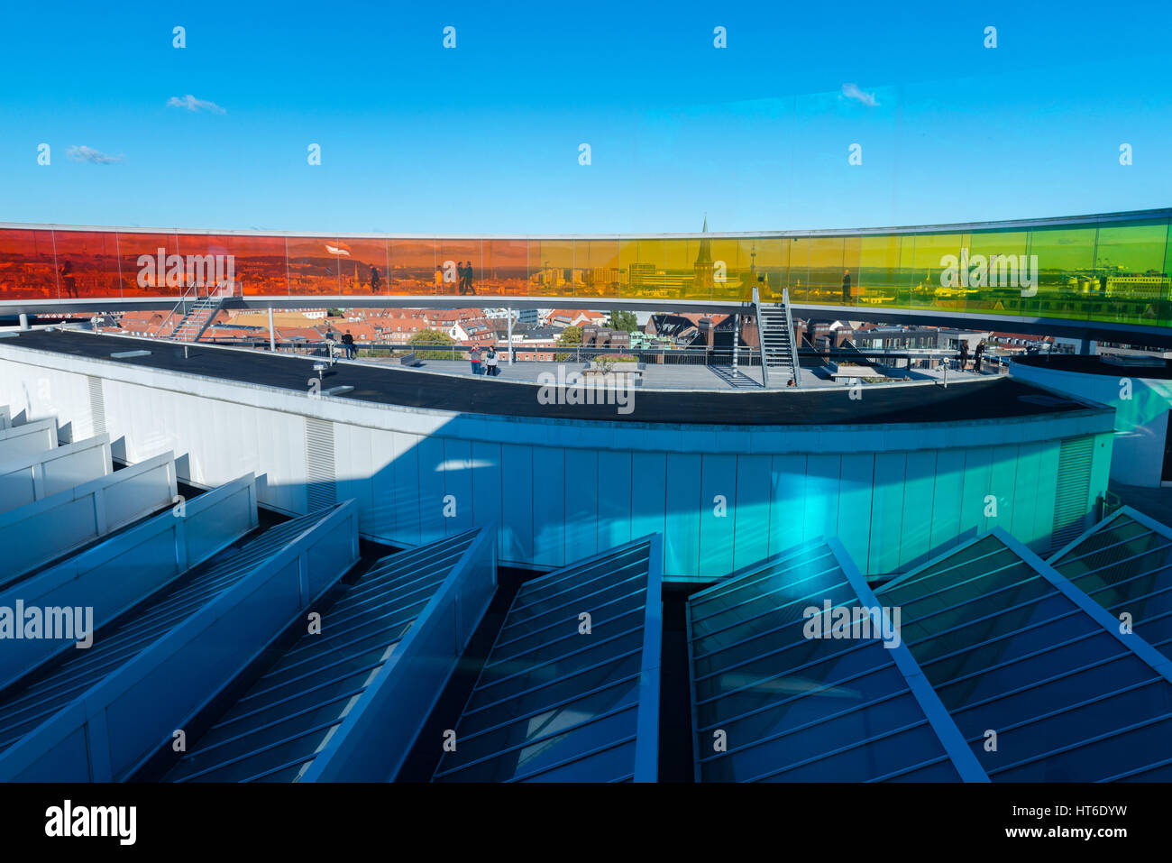 Aarhus Art Museum, AROS, with the rainbow walk by Olafur Eliasson on top of the building, Aarhus, European Cultural City in 2017, Denmark Stock Photo