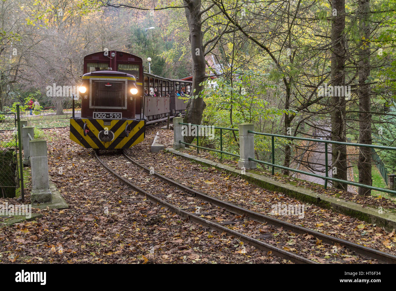 The narrow gauge railway train in Lillafüred, Hungary Stock Photo