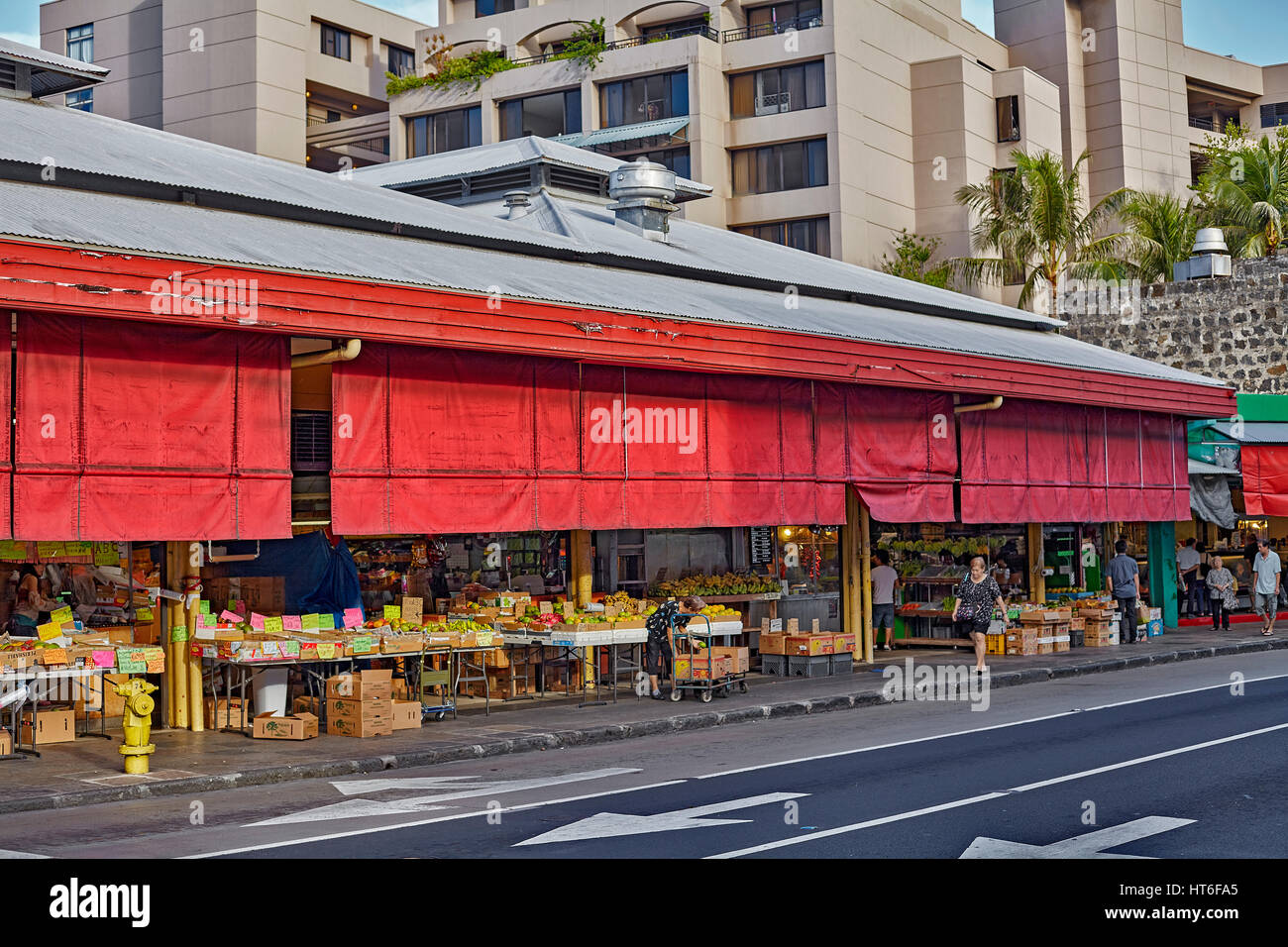 Honolulu, Hawaii, USA - August 6, 2016: The Chinatown Historic District is a popular local destination and tourist attraction in Hawaii Stock Photo