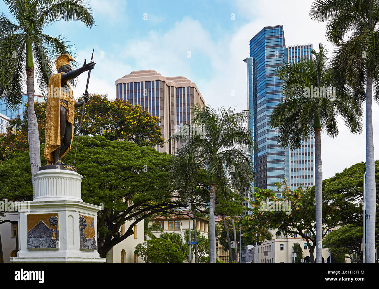 Honolulu, Hawaii, USA - August 6, 2016: A statue of King Kamehameha ...