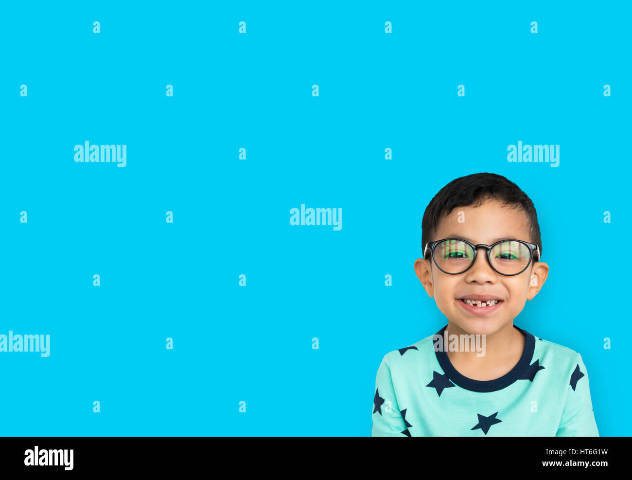 Little Boy Wear Glasses Smile Studio Stock Photo Alamy