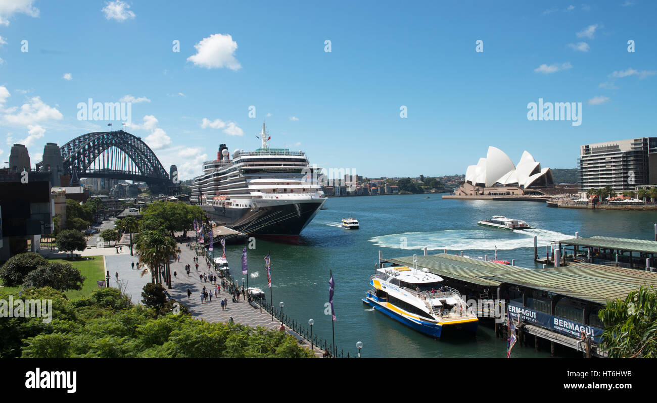 MS Queen Victoria moored at Circular Quay Sydney Australia Stock Photo