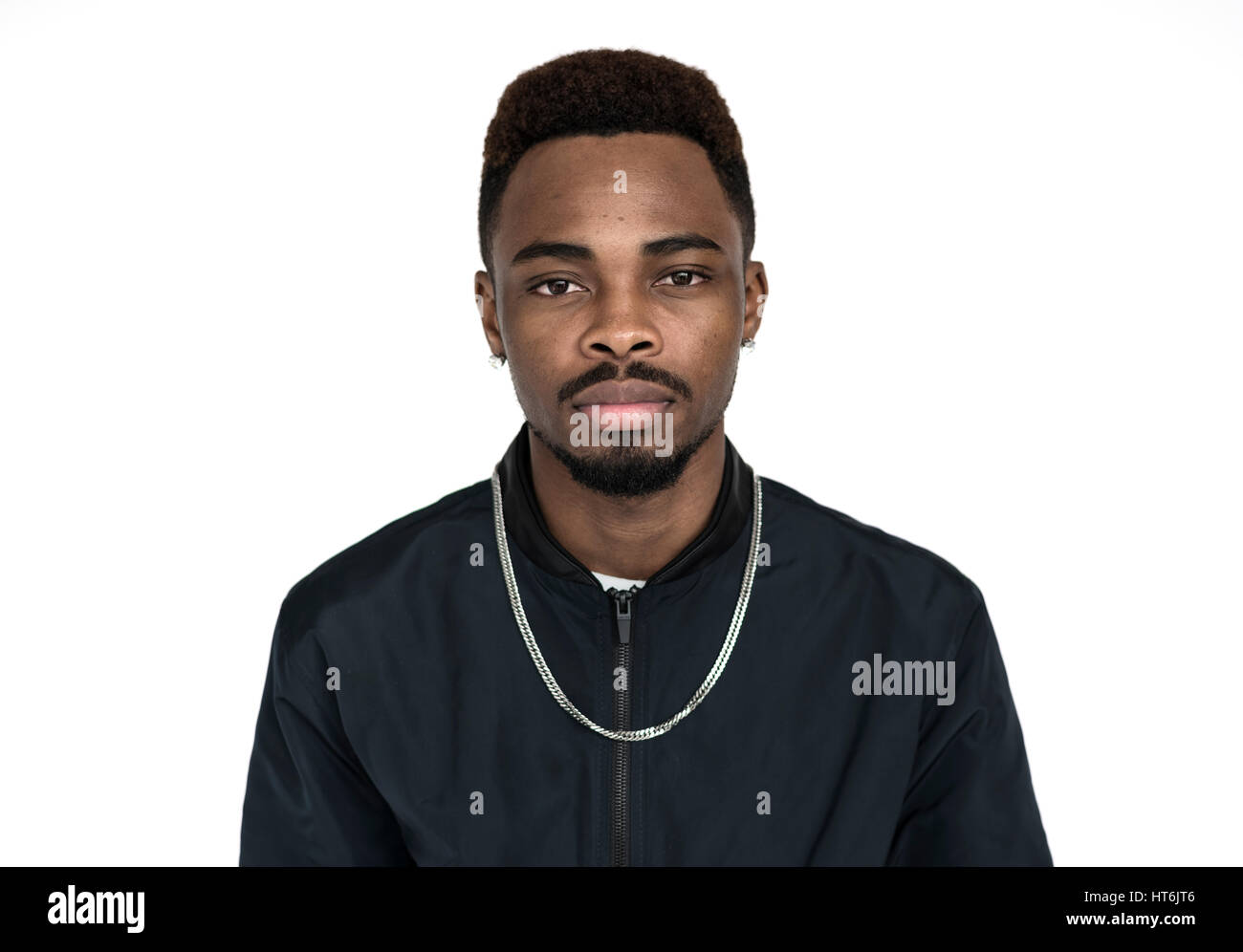 Young Black Guy With A Straight Face Portrait Stock Photo