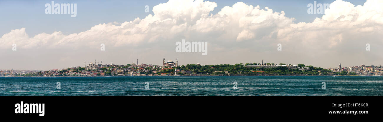 Golden Horn Panorama as seen from across the Bosphorus strait, Istanbul, Turkey Stock Photo