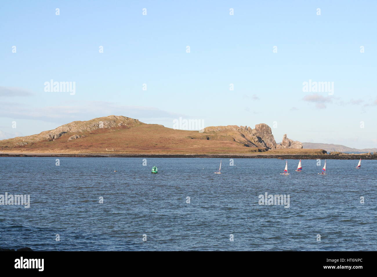 Dublin bay,View from Howth Harbour Ireland howth lighthouse, pier day out fishing fishing boats sailing sailboat sail boat, landmark irish Stock Photo