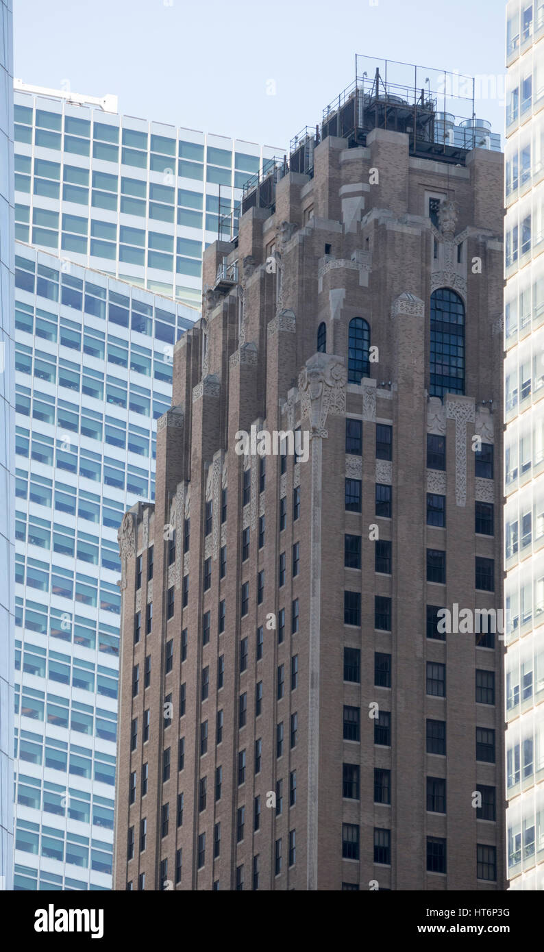Detail of the Verizon Building – previously known as the Barclay-Vesey Building and the New York Telephone Company Building, New York City Stock Photo