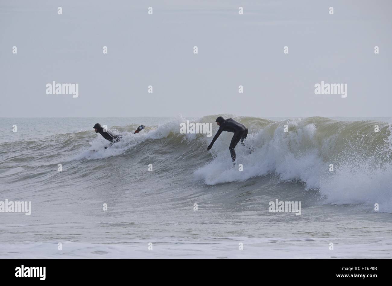 surfing at Freshwater Bay, Isle of Wight Stock Photo Alamy