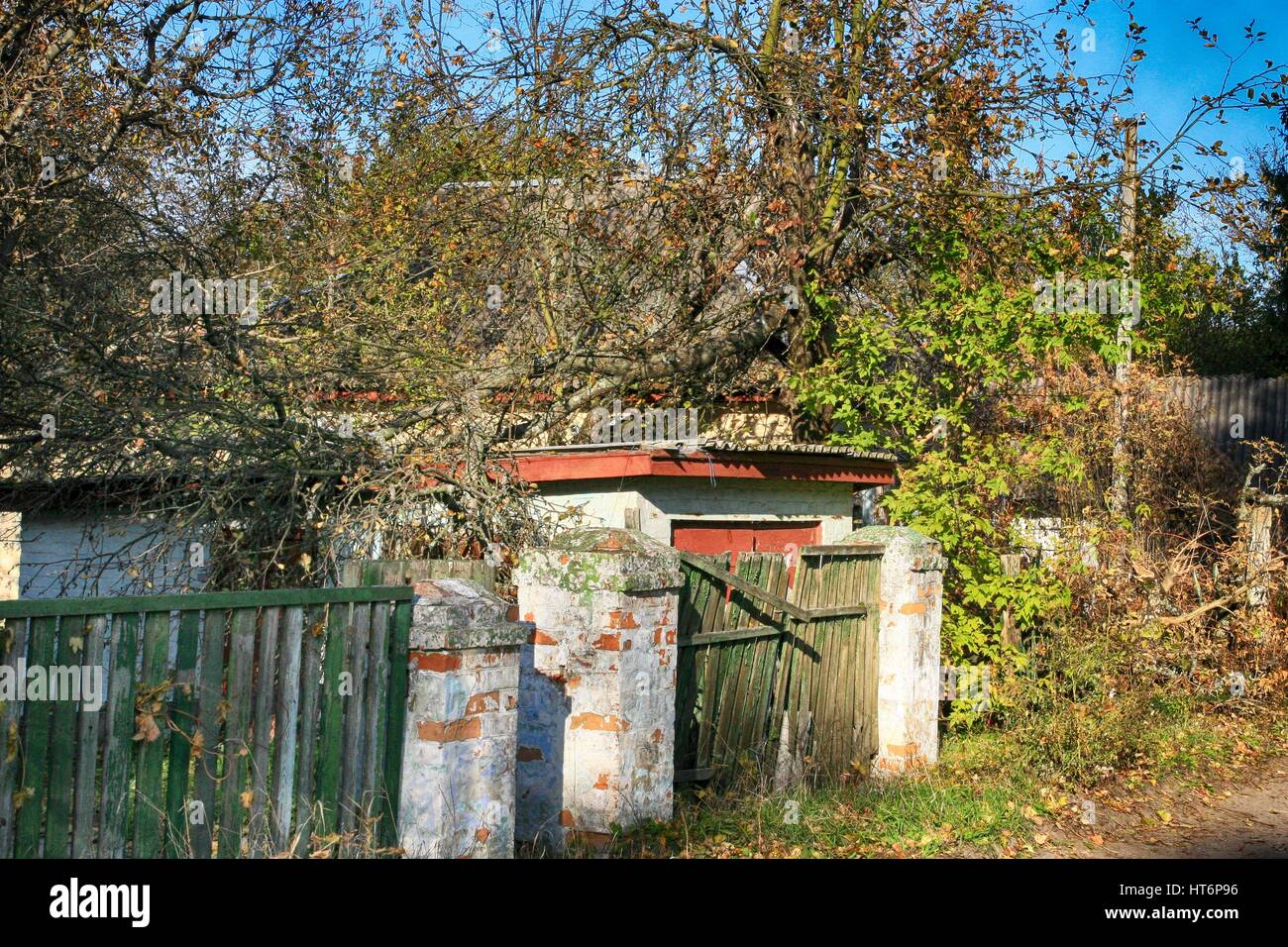 Abandoned village in Chernobyl exclusion zone with buildings taken over ...