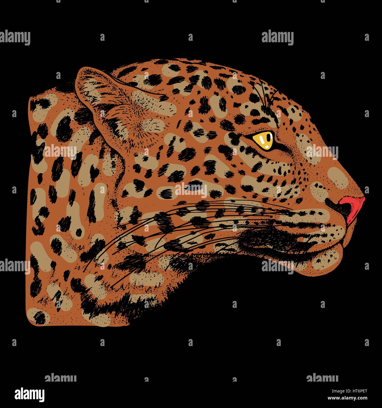 Leopard Face Tattoo Vector Illustration Print Stock Vector Image