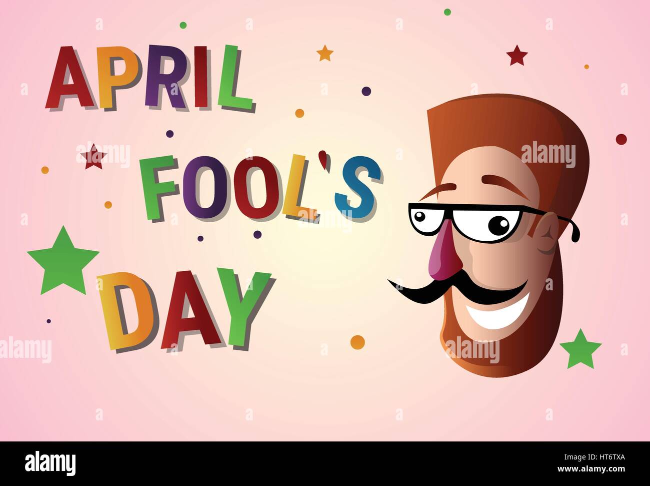Smiling Face First April Fool Day Happy Holiday Greeting Card Stock ...