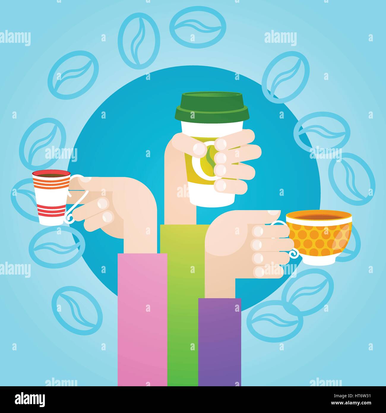 Hand Hold Cup Tea Coffee Break Morning Beverage Stock Vector Image ...