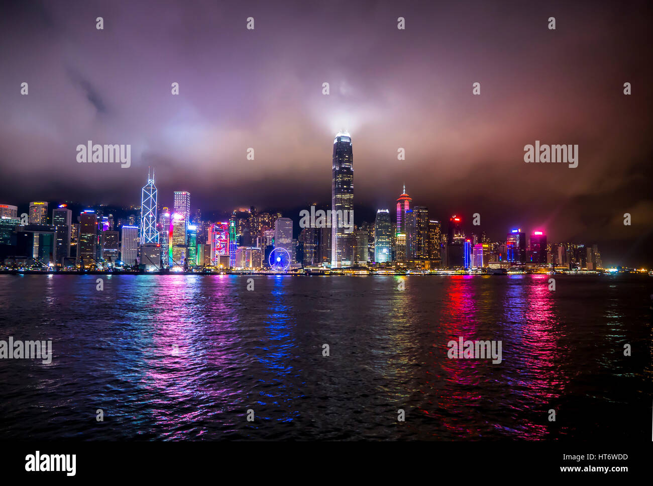 Hong Kong Skyline by night from Kowloon Stock Photo - Alamy