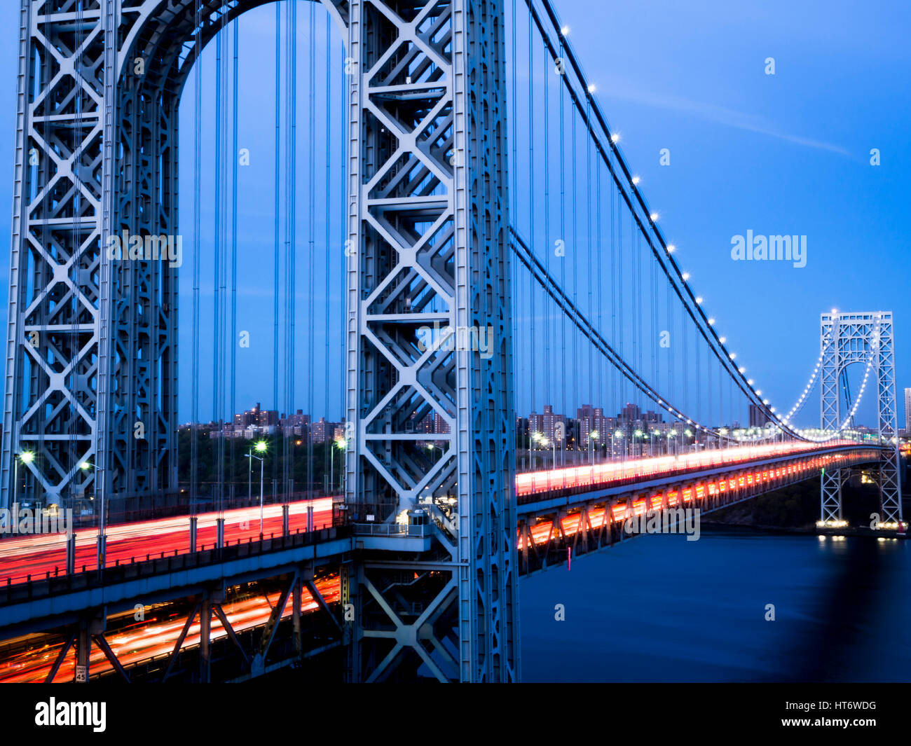 Washington Bridge with traffic in Motion Stock Photo Alamy