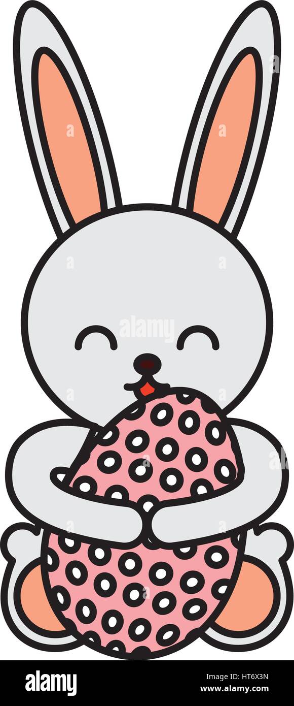 cute rabbit with egg character icon Stock Vector Image & Art - Alamy