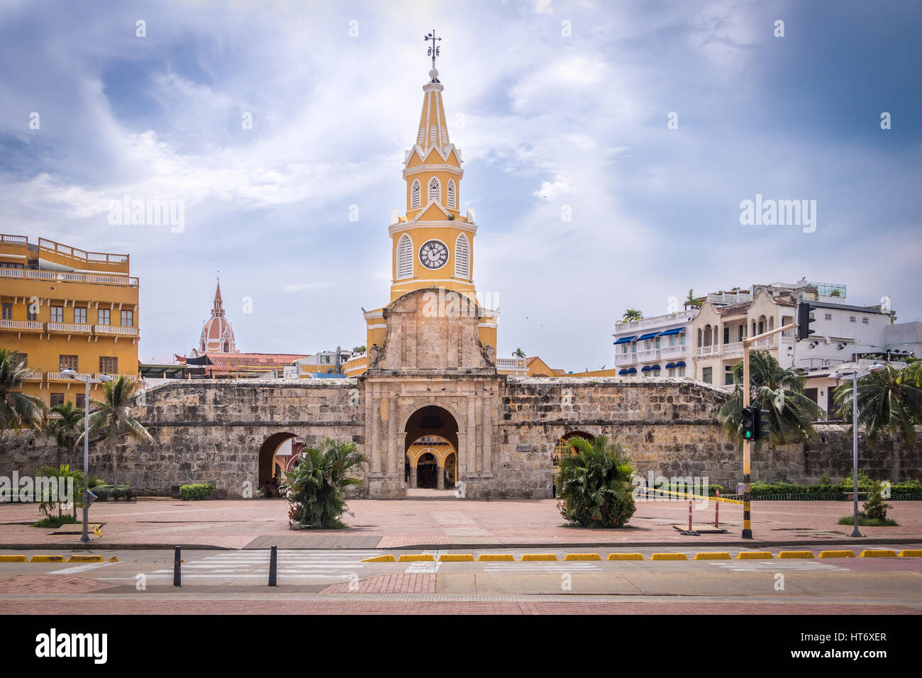 Clock Tower Gate - Cartagena de Indias, Colombia Stock Photo