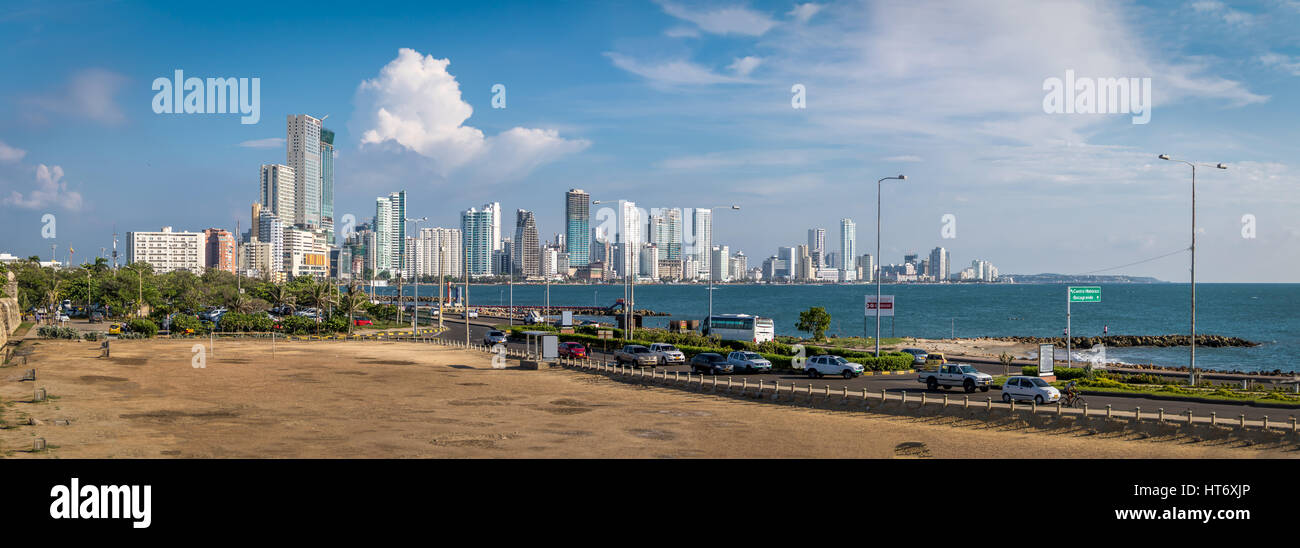 Panoramic view of modern Bocagrande neighborhood skyline - Cartagena de Indias, Colombia Stock Photo