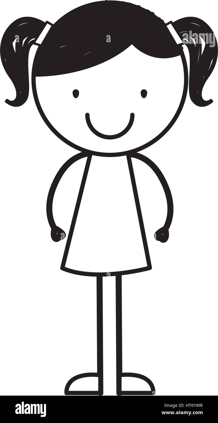 cute little girl drawing character Stock Vector Image & Art - Alamy