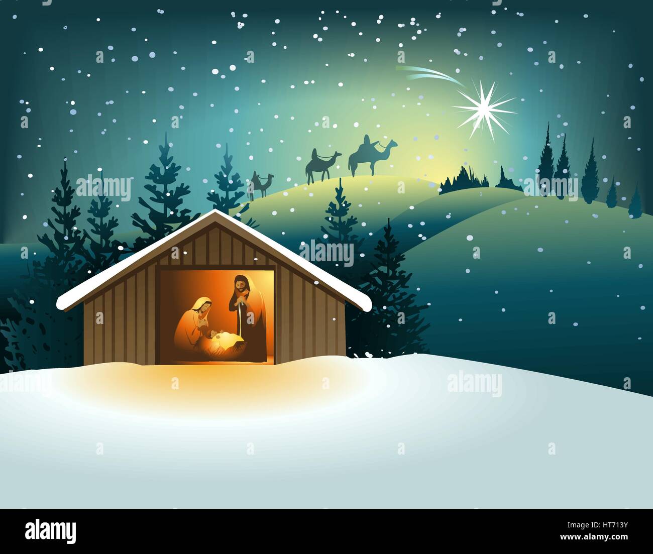 Christmas nativity scene with holy family Stock Vector Image & Art - Alamy
