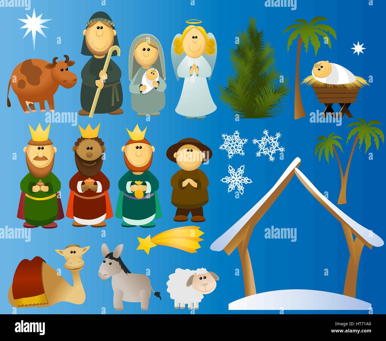 Christmas nativity scene with Holy Family Stock Vector Image & Art - Alamy