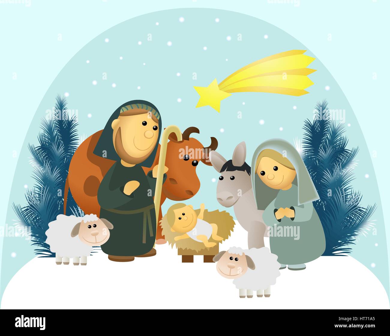 Christmas nativity scene with Holy Family Stock Vector Image & Art - Alamy
