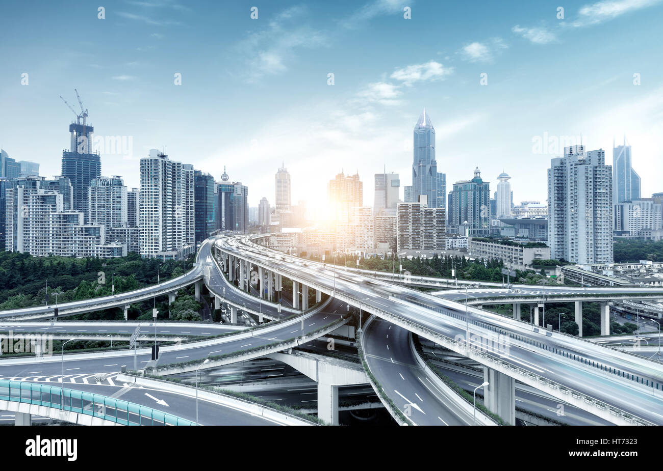 The viaduct traffic hub and modern architecture, Shanghai, China Stock  Photo - Alamy