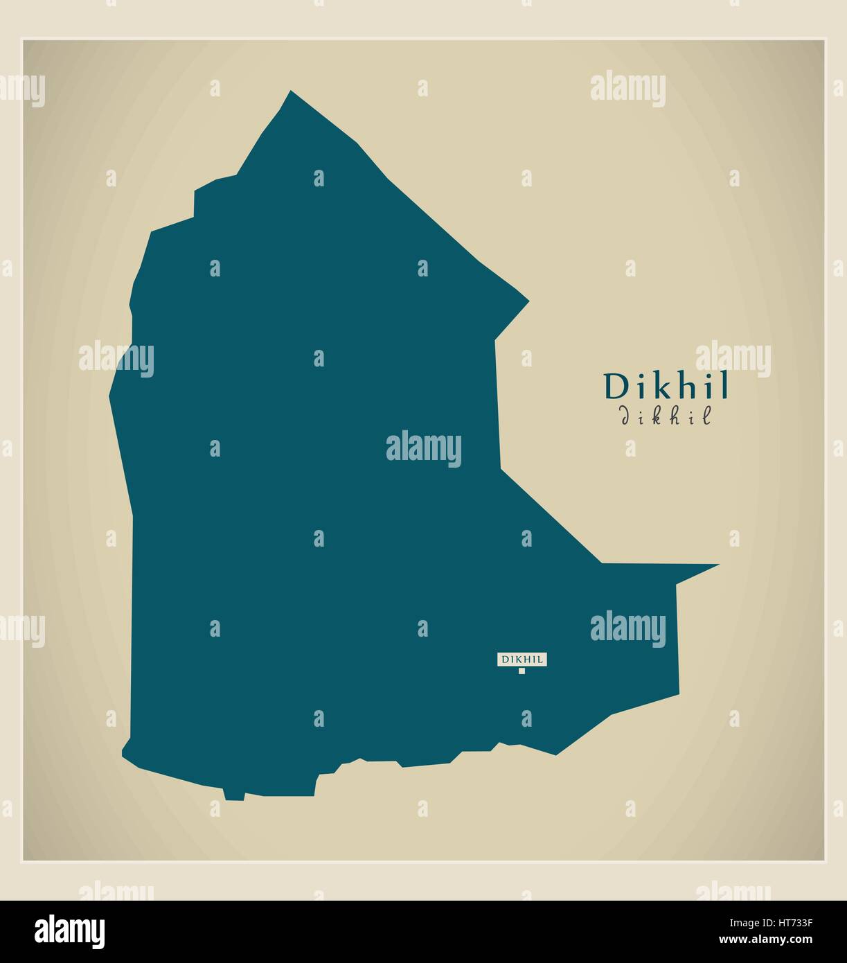 Modern Map - Dikhil DJ illustration silhouette Stock Vector