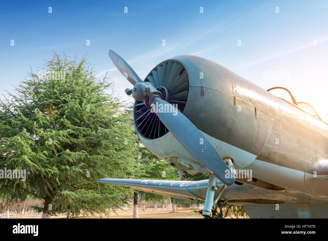 Abandoned old fighter airplane on the ground Stock Photo - Alamy