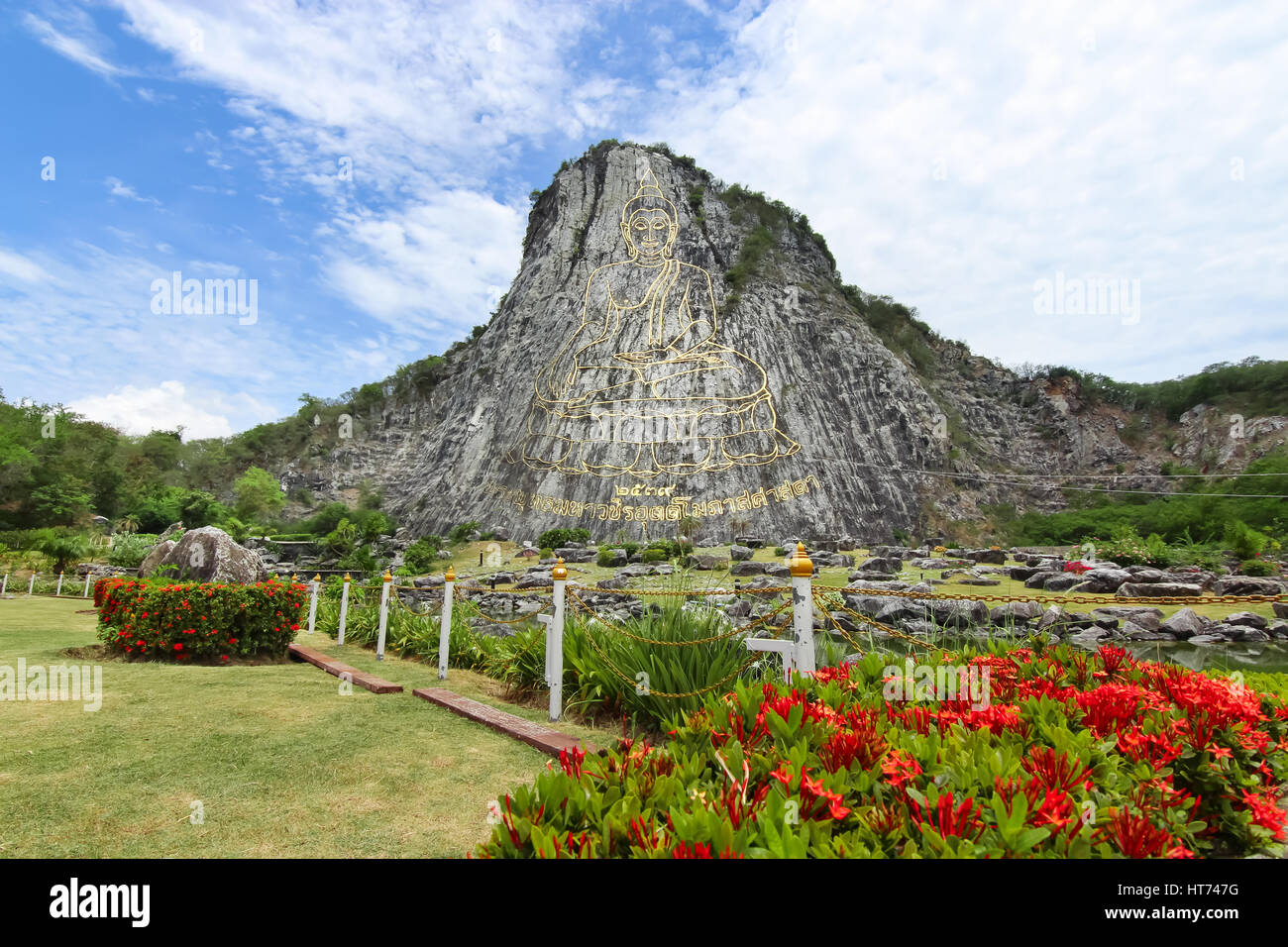 The Great Carved Buddha Sculptural Image in Chonburi, Thailand Stock Photo