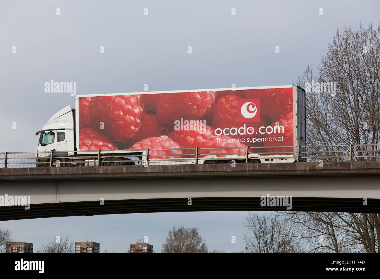 Ocado supermarket lorry on the road in the Midlands Stock Photo Alamy