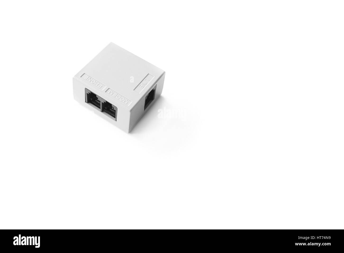 Closed up telephone line splitter isolated on white background Stock Photo Alamy