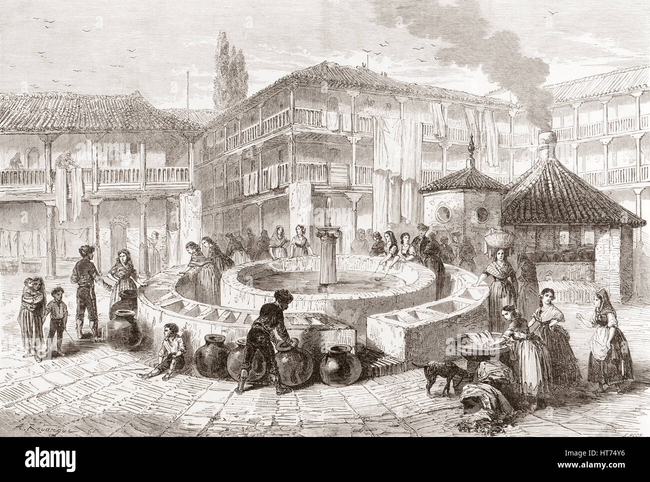 The Corral del Conde, Seville, Andalusia, Spain in the 19th century.  From Album-Evenement, Prime du Journal L'Evenement, published 1865. Stock Photo