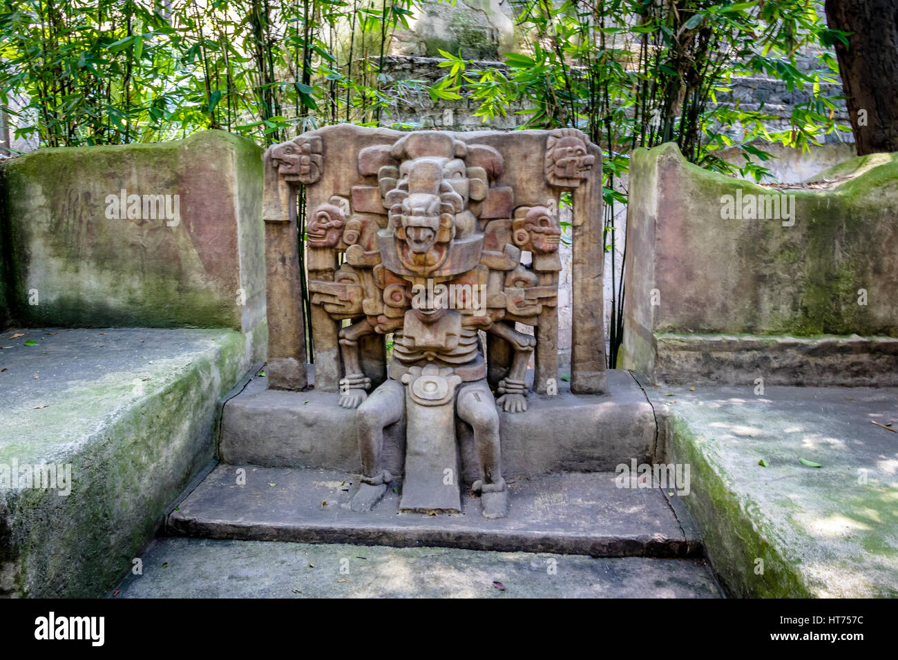 Totonac God of the Dead Sculpture at Anthropology Museum - Mexico City, Mexico Stock Photo
