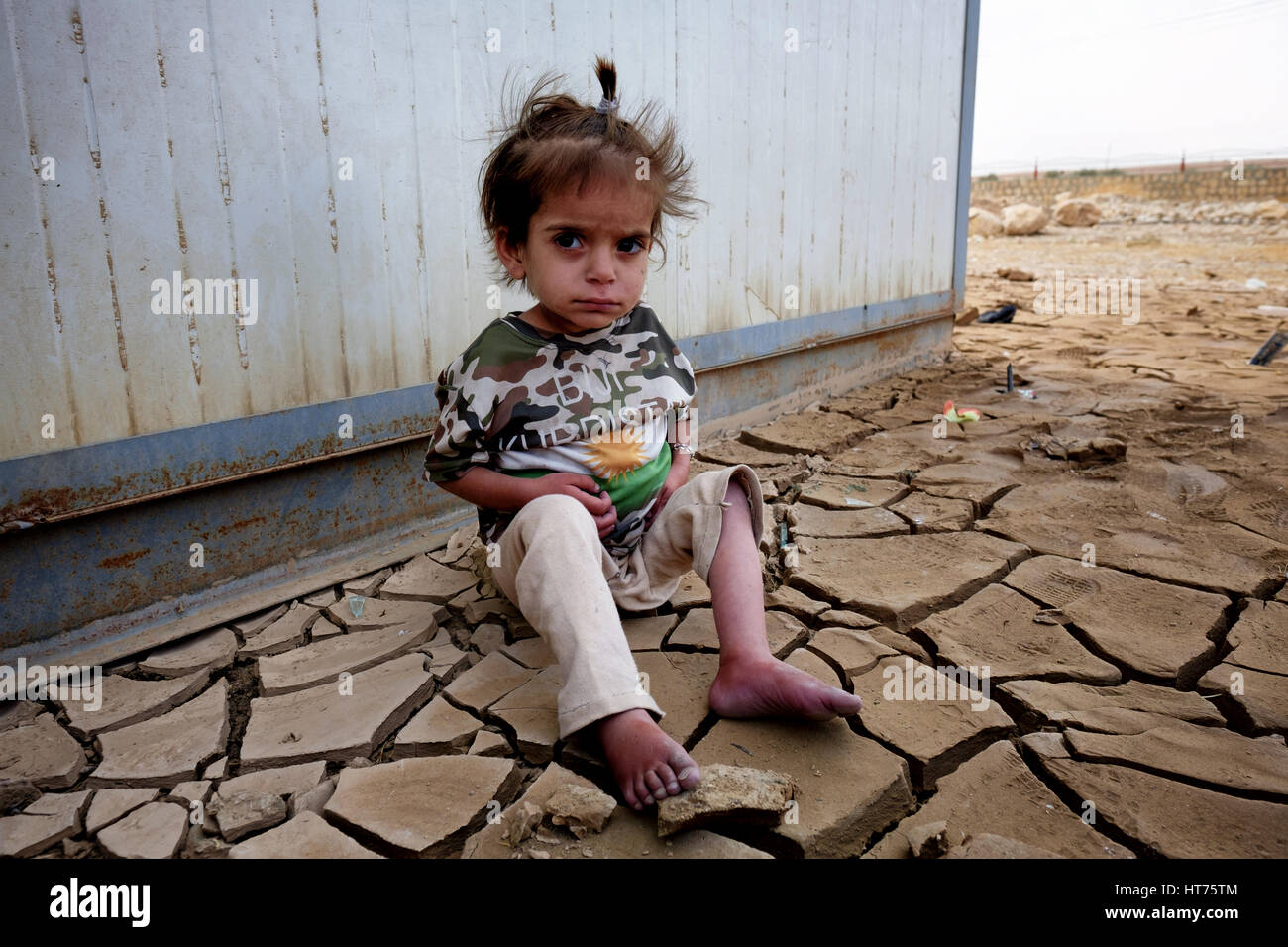 Refugees at refugee camp in norther iraq Kurdish region Stock Photo