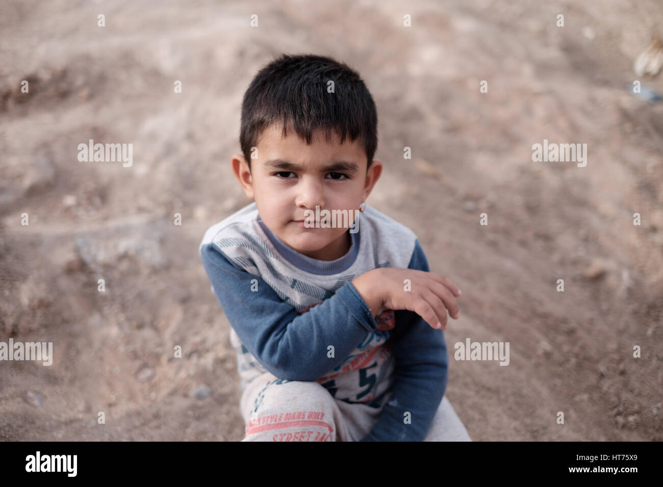 children at refugee refugees camp in northern Iraq having fled fighting in Mosul. Stock Photo