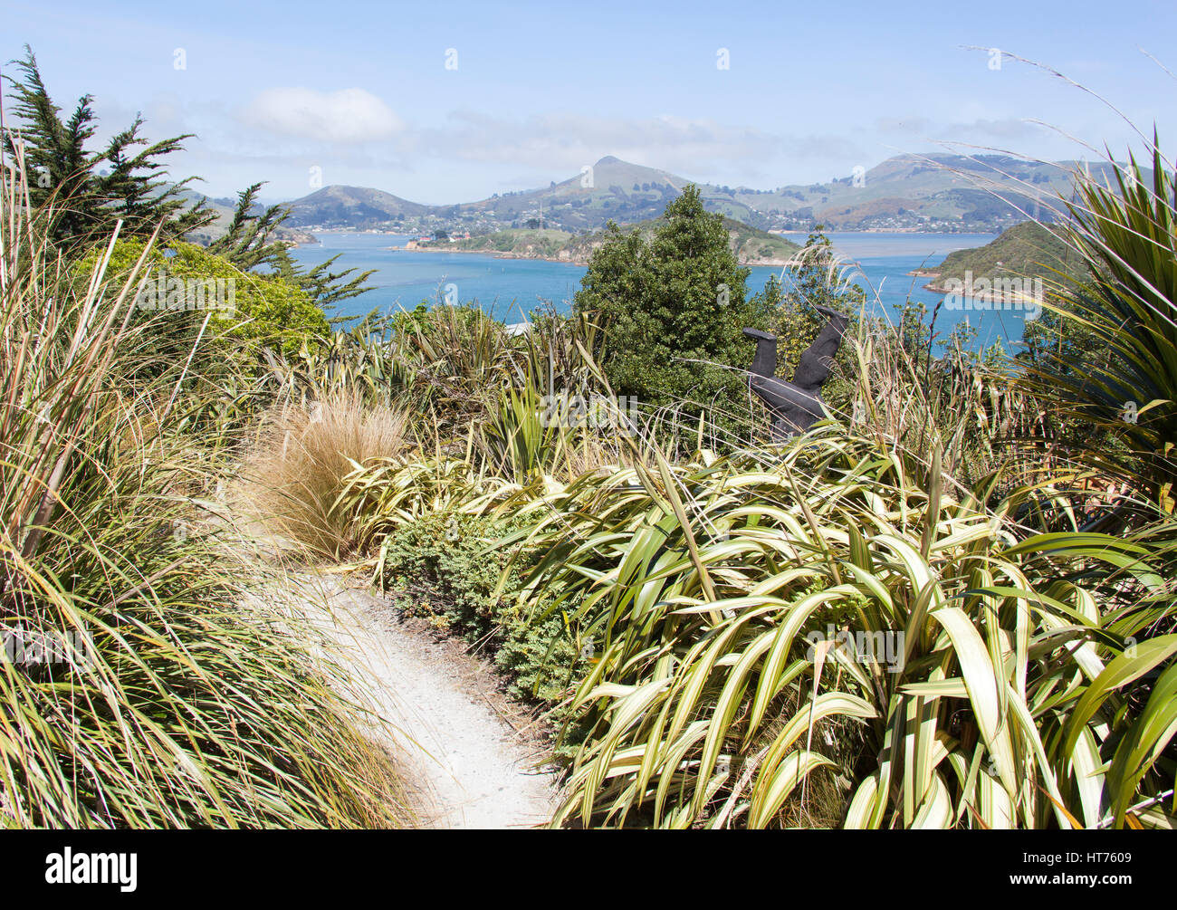 Lookout park narrow path in Port Chalmers, the suburb of Dunedin city
