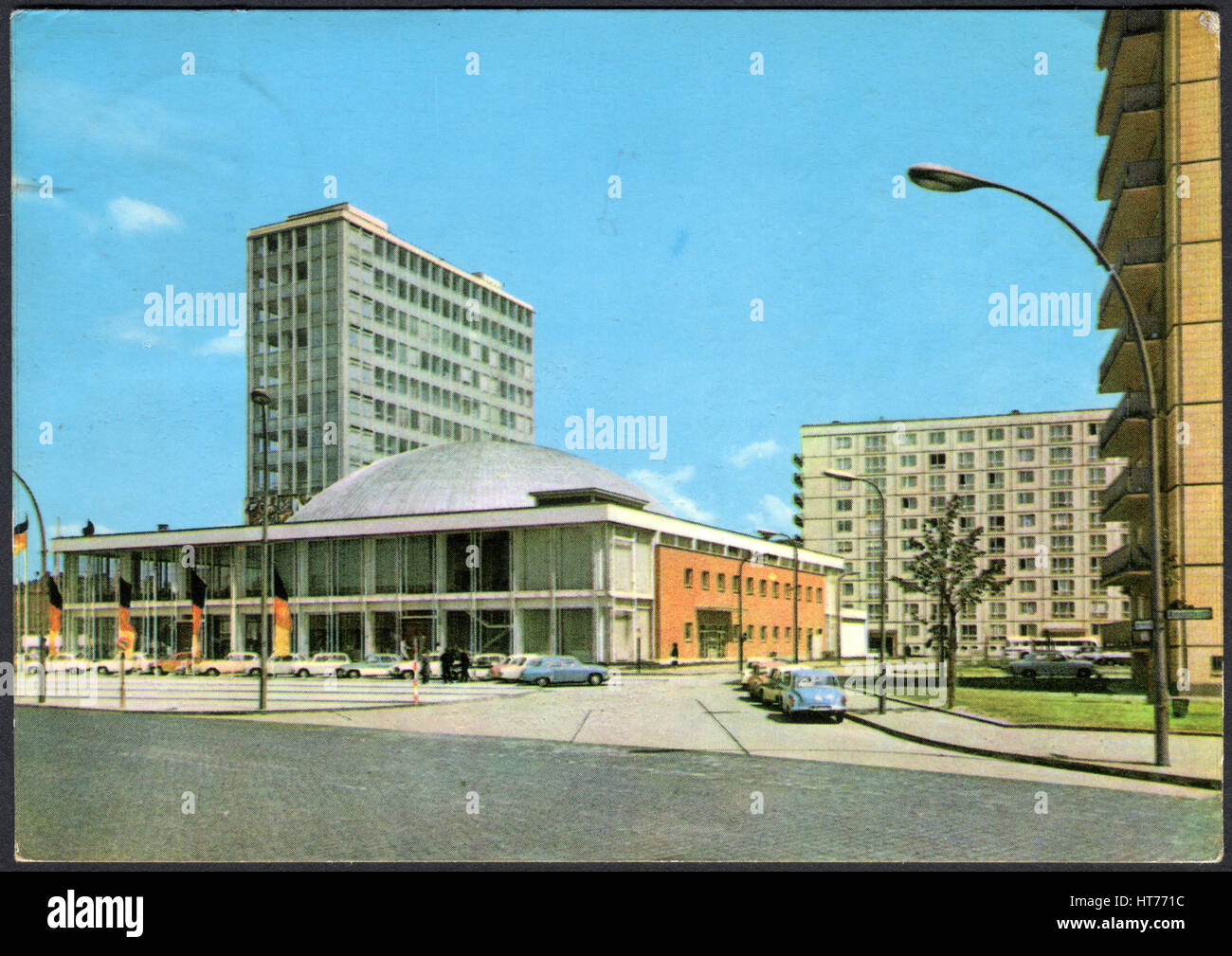 GERMANY - CIRCA 1966: A postcard printed in Germany, shows the Teacher Hause and Congress Hall, Berlin, circa 1966 Stock Photo
