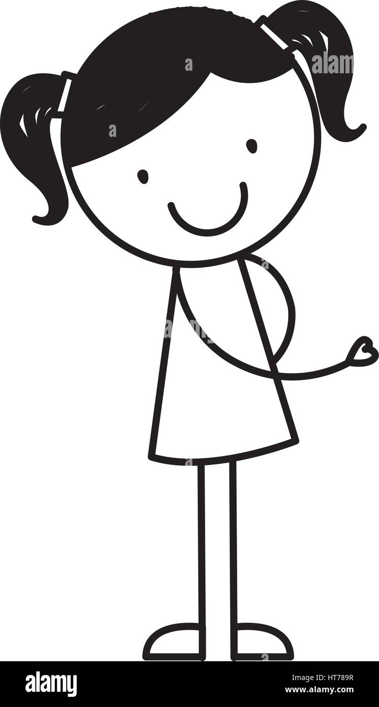 Cute Little Girl Drawing Character Stock Vector Image & Art - Alamy