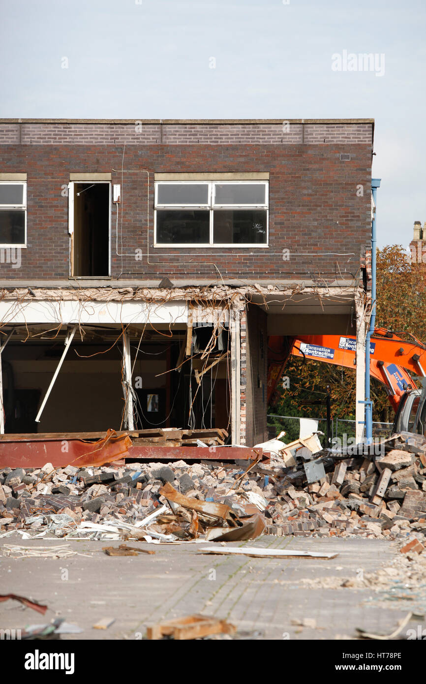 Shops being demolished in Tamworth town centre. To make space for redevelopment Stock Photo