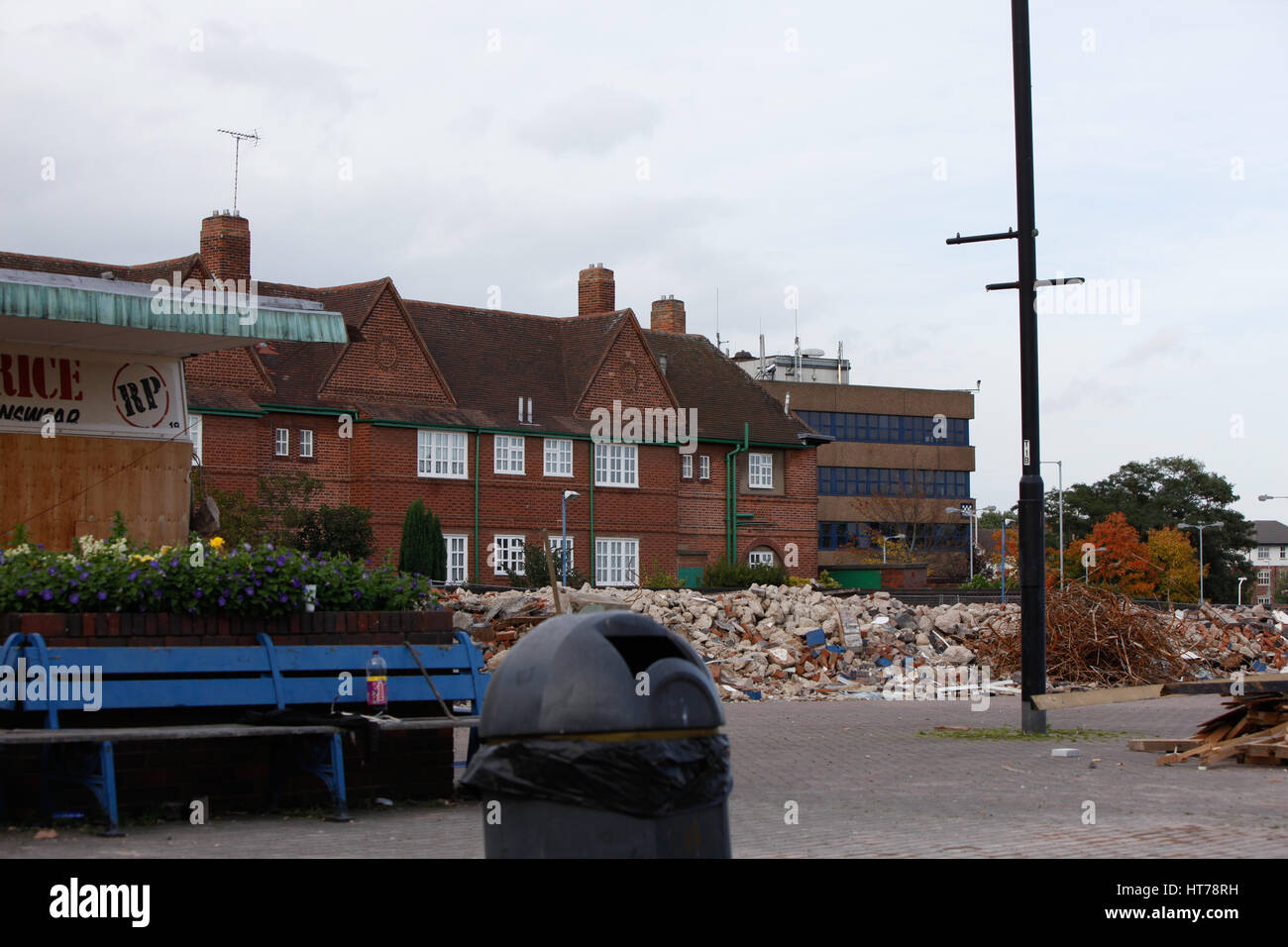 Part of the almshouses Tamworth. Police station can be seen in the