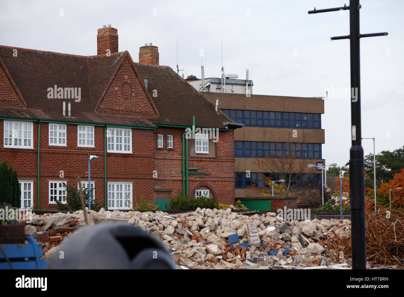 Part of the almshouses Tamworth. Police station can be seen in the