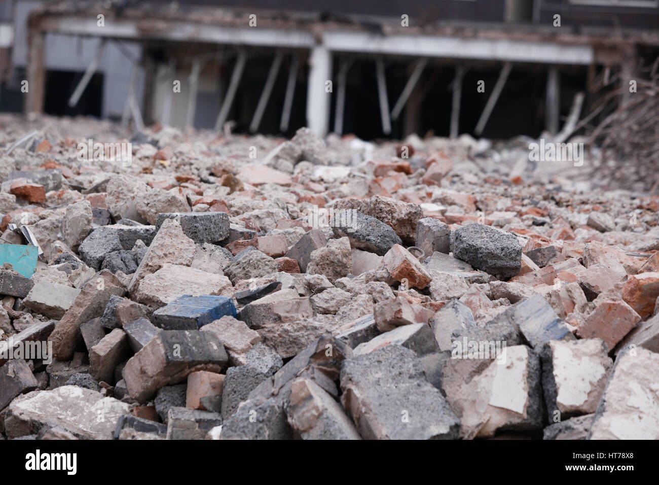 Piles of broken rubble after buildings have been demolished Stock Photo ...