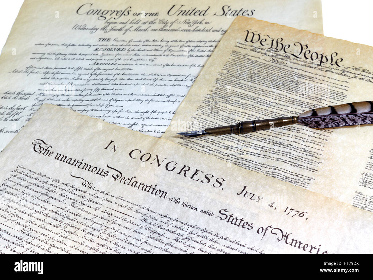 US Constitution, Declaration of Independence, Bill of Rights with a