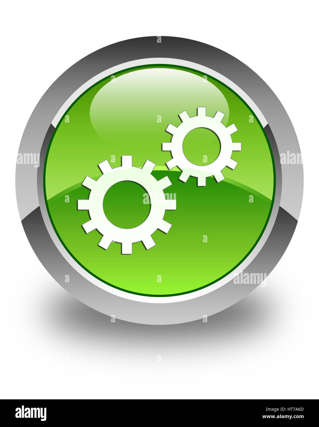 Process icon isolated on glossy green round button abstract ...