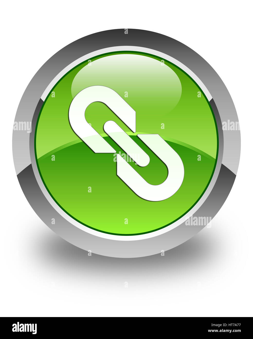 Link icon isolated on glossy green round button abstract illustration Stock Photo