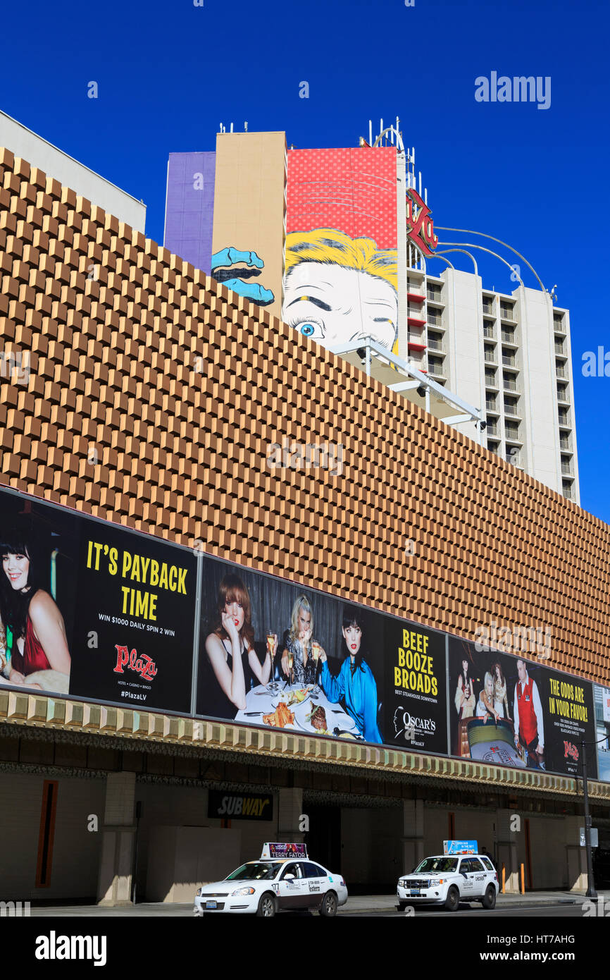 The Plaza Hotel & Casino, Downtown District, Las Vegas, Nevada, USA Stock Photo