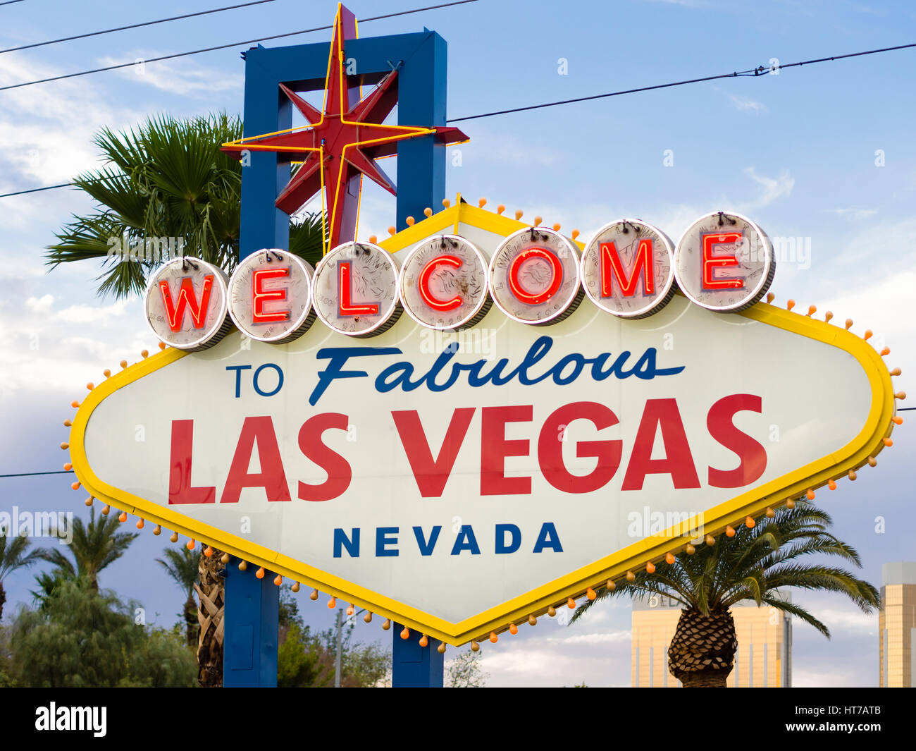 to Fabulous Las Vegas" neon sign, famous landmark at the end