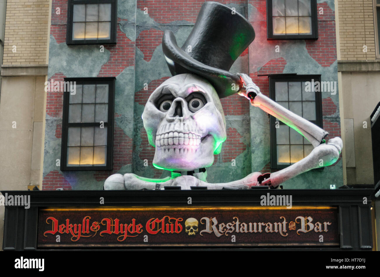 Facade of the Jekyll & Hyde Club restaurant, Times Square, NYC, USA Stock Photo