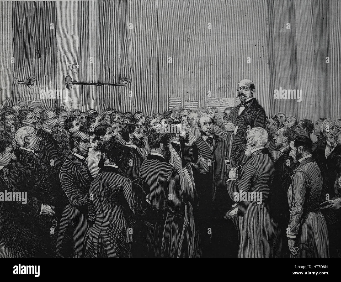 London. The Stock exchange on receiving the news of the attempted attack on the Queen Victoria I by Roderick Maclean, March, 2, 1882. . The Spanish an Stock Photo