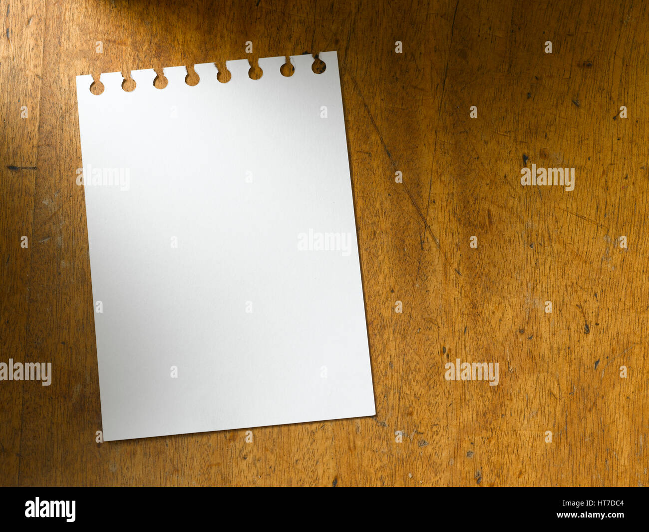 Vintage table top with blank paper Stock Photo Alamy