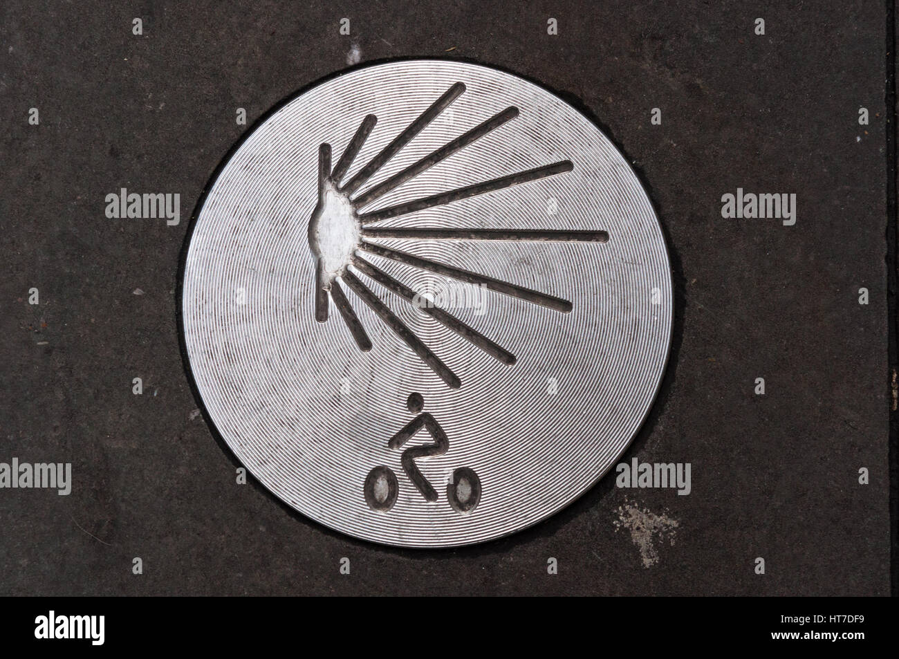 Bike sign of Camino de Santiago, Way of St. James, the pilgrimage route ...